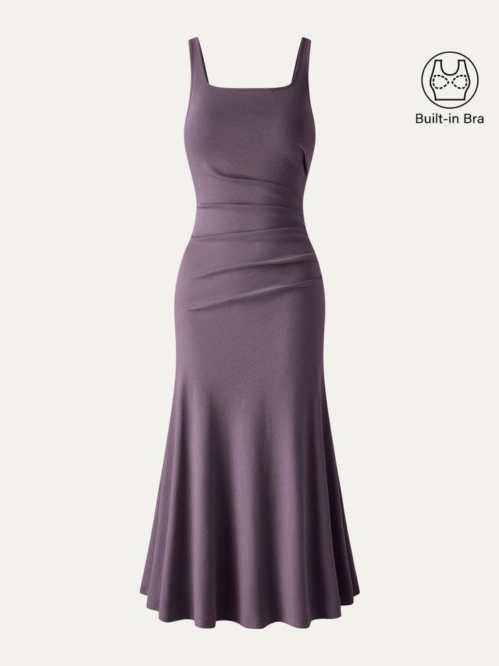 OGLmove Square Neck Tucked Open Back Bra Dress