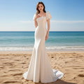 Square Neck Wedding dress With Short Sleeves - Rosymae