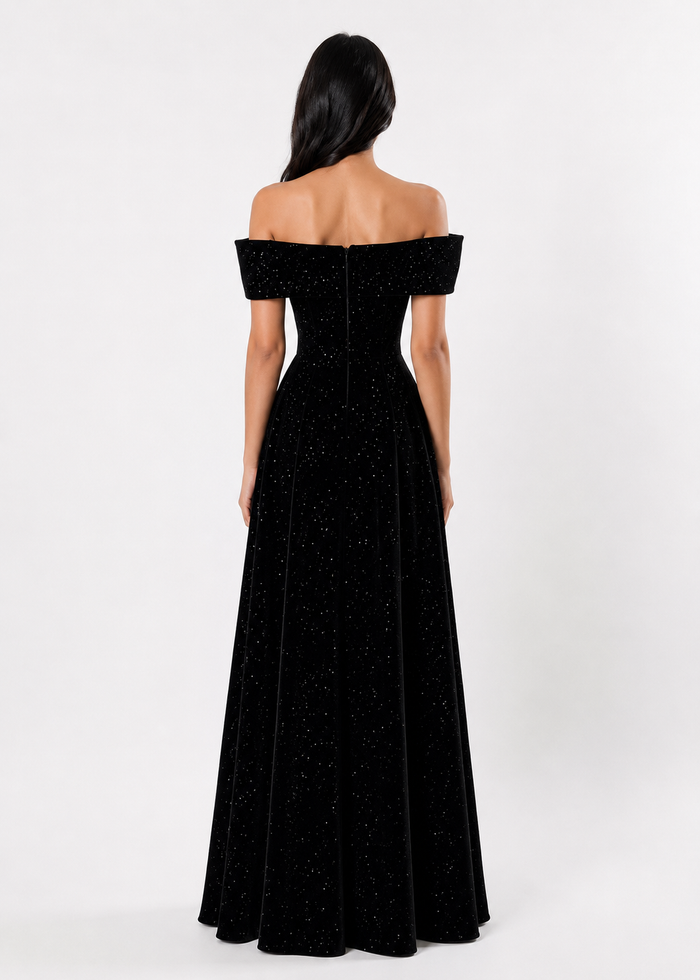 Starlight Off-Shoulder A-Line Gown - Noirtr