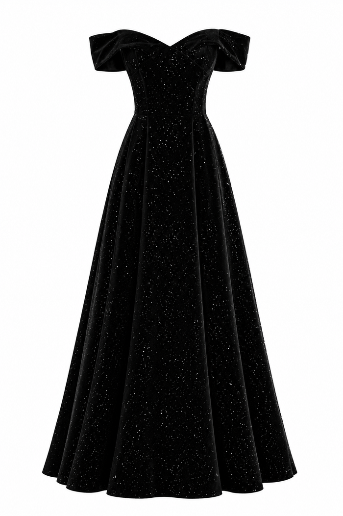 Starlight Off-Shoulder A-Line Gown - Noirtr