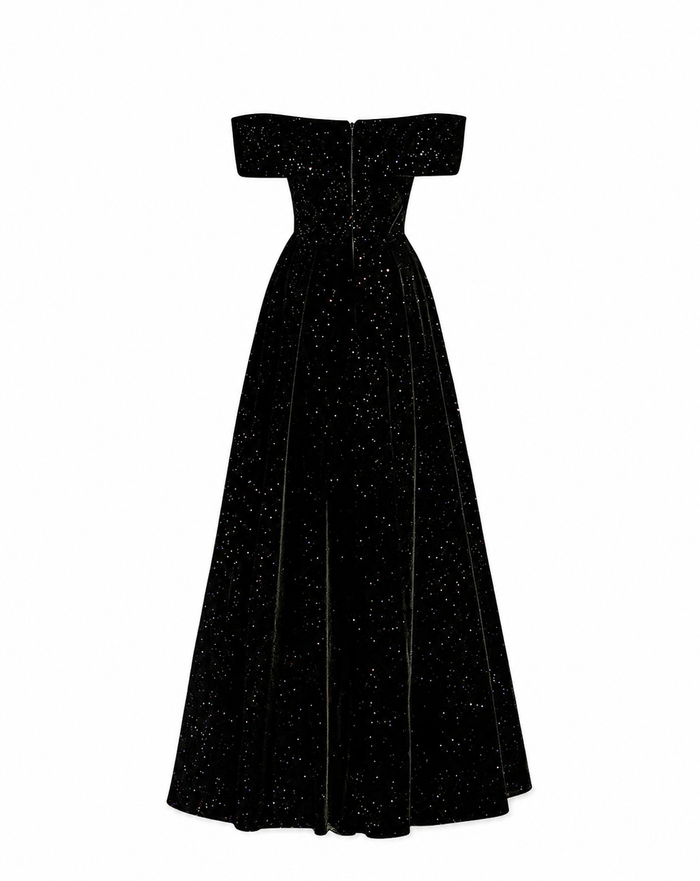 Starlight Off-Shoulder A-Line Gown - Noirtr