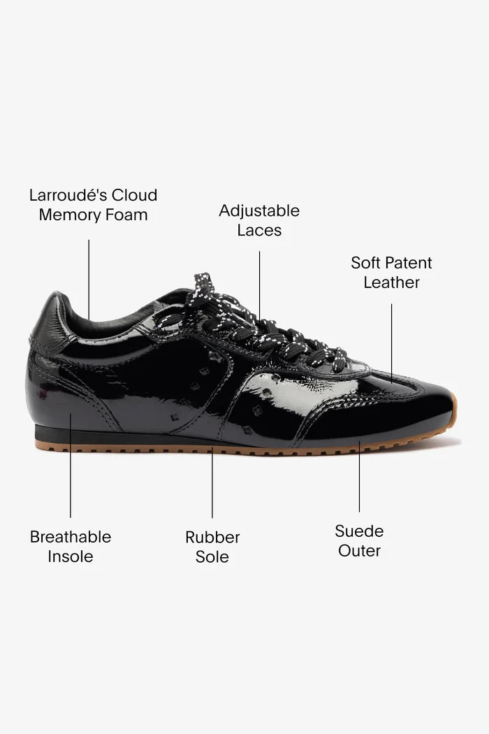 Stella Sneaker In Black Patent Leather Sneaker Larroudé