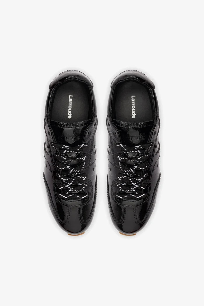 Stella Sneaker In Black Patent Leather Sneaker Larroudé