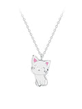 Sterling Silver Pendant Necklace Enamel Cute Cat