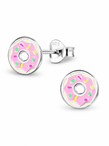 Sterling Silver Stud Earrings Enamel Donut Mia Belle Girls