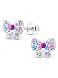 Sterling Silver Stud Earrings Sparkling Bow Mia Belle Girls