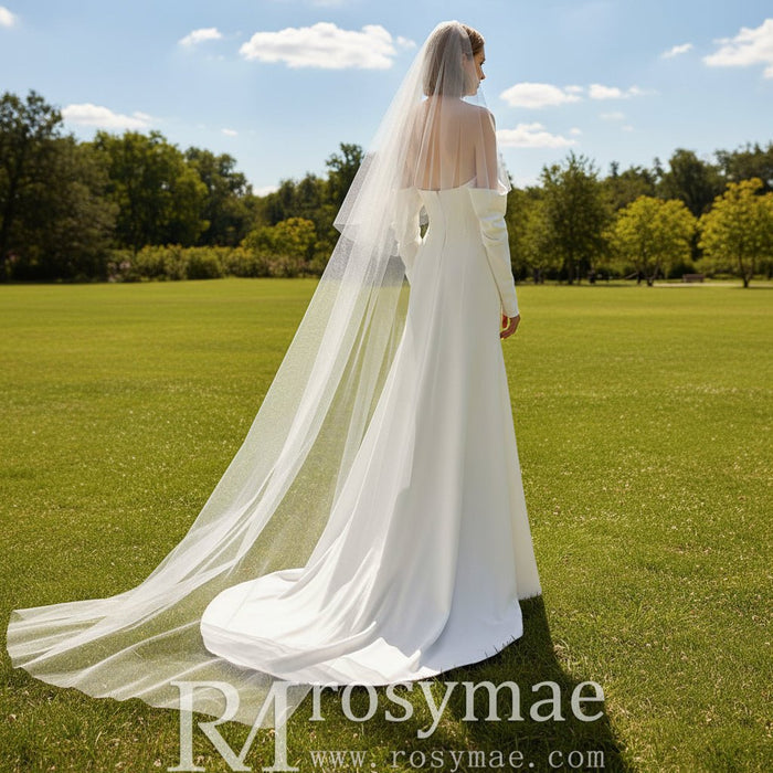 Strapless Bateau Neckline A-line Satin Wedding Dress - Rosymae