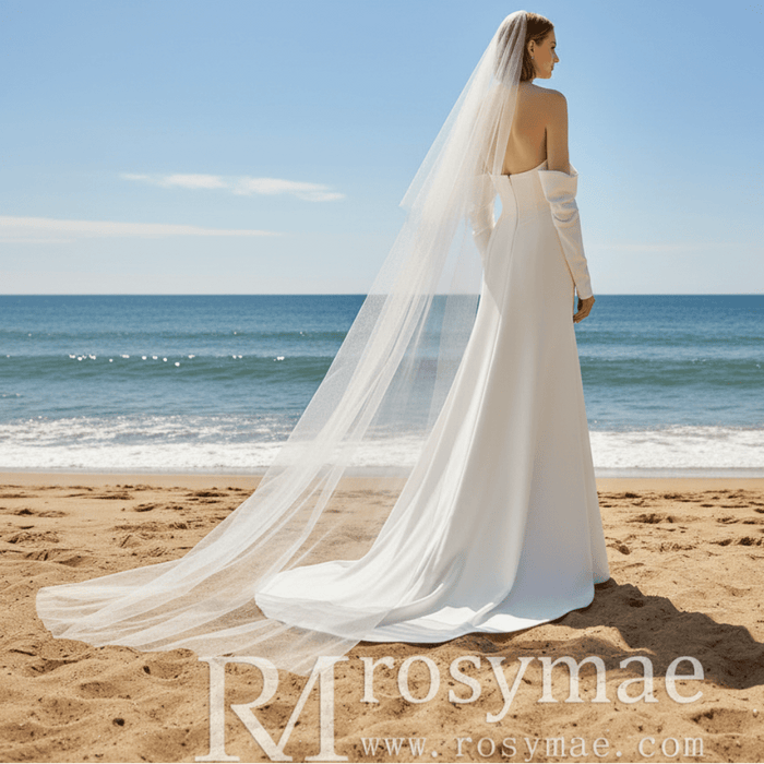 Strapless Bateau Neckline A-line Satin Wedding Dress - Rosymae