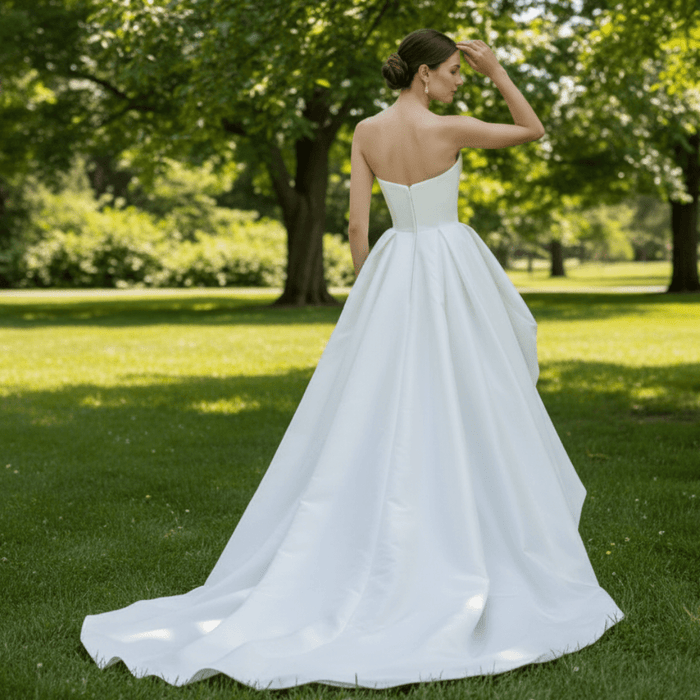 Strapless Beach High Low Wedding Dress with Low Back - Rosymae