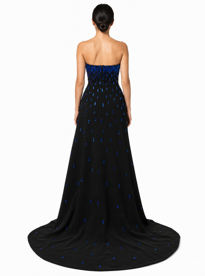 Strapless Crystal Train Evening Gown - Stella