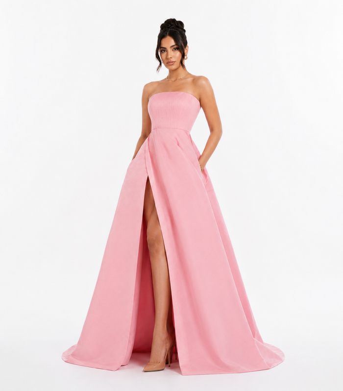Strapless Draped Ball Gown – Rosé