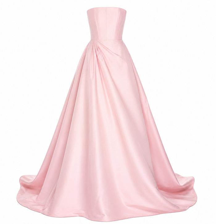 Strapless Draped Ball Gown – Rosé