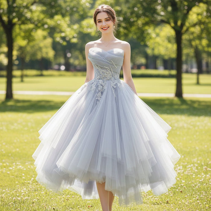 Strapless Knee Length Party/Cocktail Dresses for Women with Puffy Skirt - Rosymae