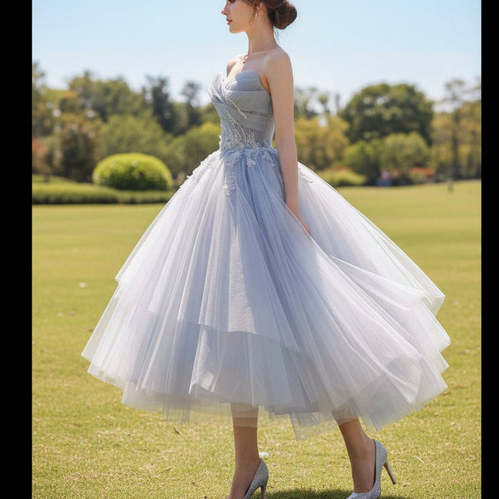 Strapless Knee Length Party/Cocktail Dresses for Women with Puffy Skirt - Rosymae
