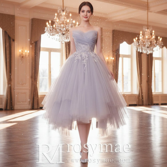 Strapless Knee Length Party/Cocktail Dresses for Women with Puffy Skirt - Rosymae
