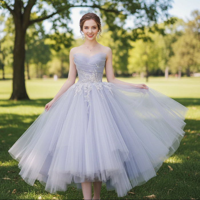 Strapless Knee Length Party/Cocktail Dresses for Women with Puffy Skirt - Rosymae