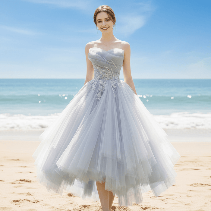 Strapless Knee Length Party/Cocktail Dresses for Women with Puffy Skirt - Rosymae