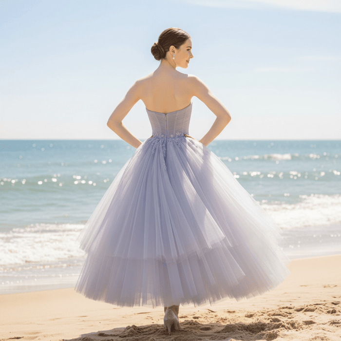 Strapless Knee Length Party/Cocktail Dresses for Women with Puffy Skirt - Rosymae