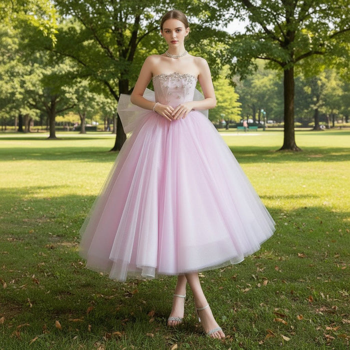 Strapless Pink Women's Cocktail & Party Dresses with Low Back - Rosymae