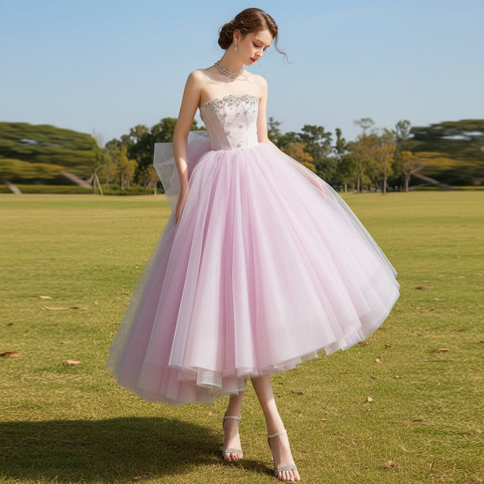 Strapless Pink Women's Cocktail & Party Dresses with Low Back - Rosymae