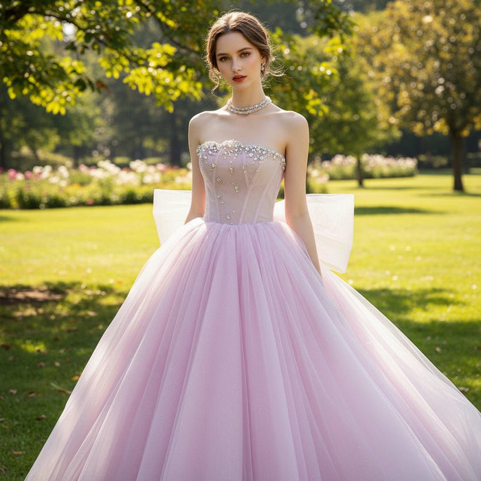 Strapless Pink Women's Cocktail & Party Dresses with Low Back - Rosymae