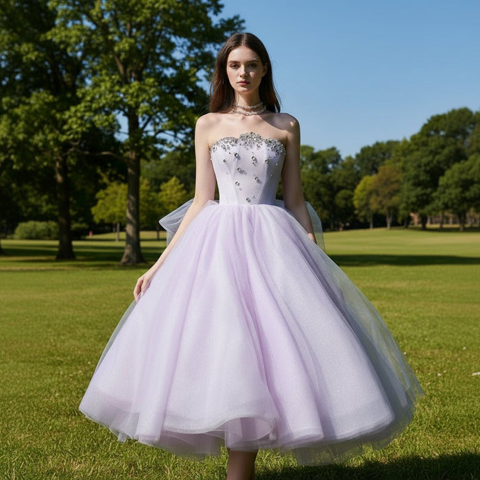 Strapless Pink Women's Cocktail & Party Dresses with Low Back - Rosymae