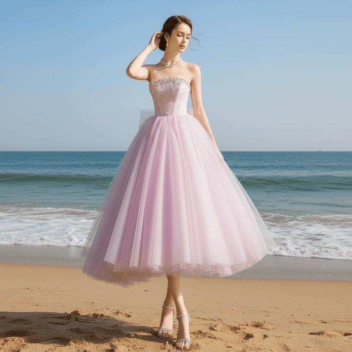 Strapless Pink Women's Cocktail & Party Dresses with Low Back - Rosymae