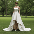 Strapless Satin High Low Beach Bridal Gown Wedding Dress - Rosymae