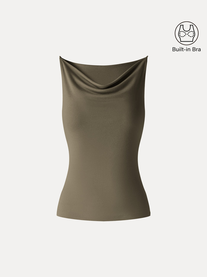 OGLmove Stretch Linen Cowl Neck Bra Tank