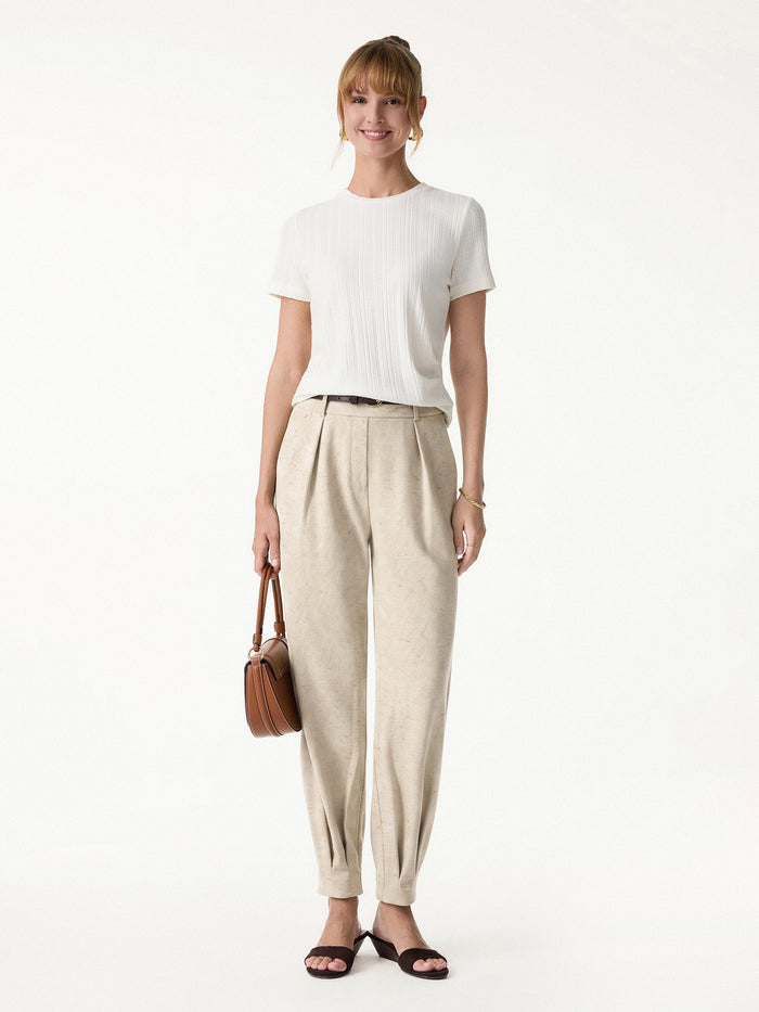 OGLmove Stretch Linen-Like Wrinkle-Resistant Pants Regular Heather Ivory