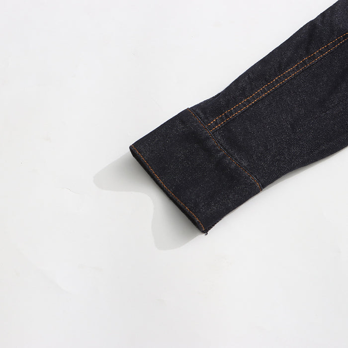 structured denim jacket with gold button detailing – AURELIA