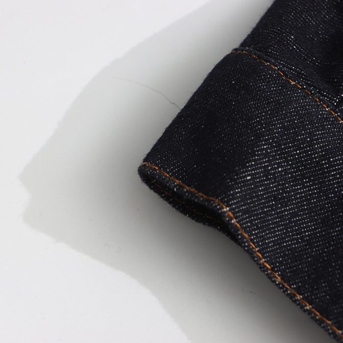 structured denim jacket with gold button detailing – AURELIA