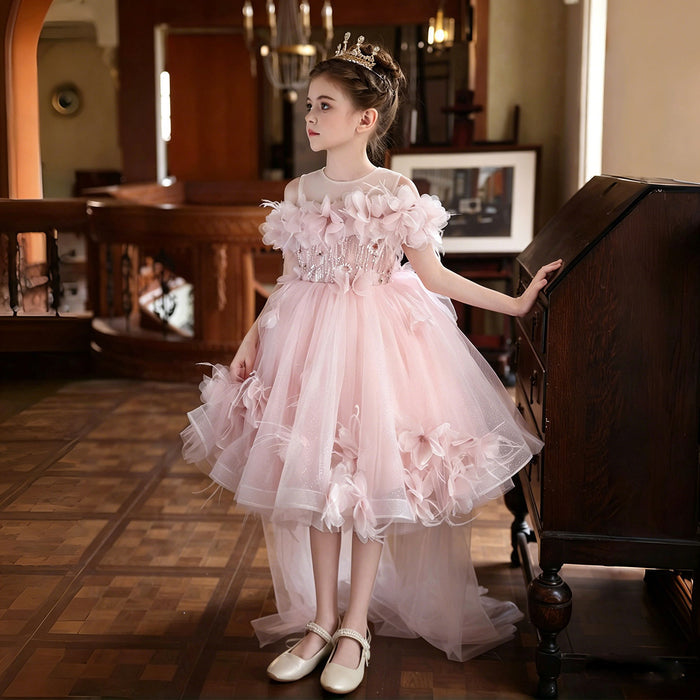 Stunning 3D Floral Flower Girl Dress for Girls Tulle Party Dress J516