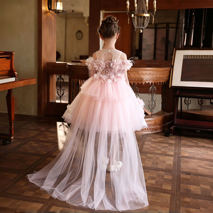 Stunning 3D Floral Flower Girl Dress for Girls Tulle Party Dress J516