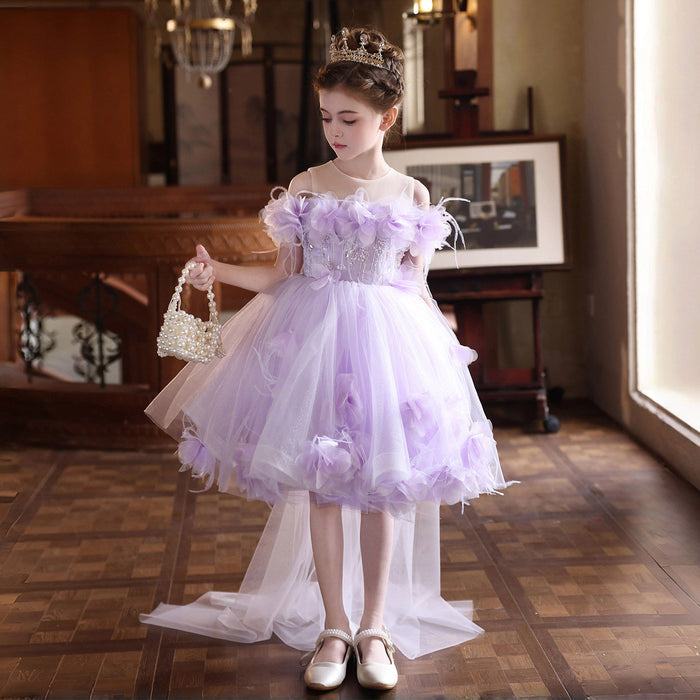 Stunning 3D Floral Flower Girl Dress for Girls Tulle Party Dress J516