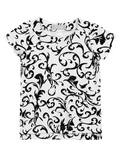 Kids Couture x Mia Belle Girls White Black Velvet Brocade Top