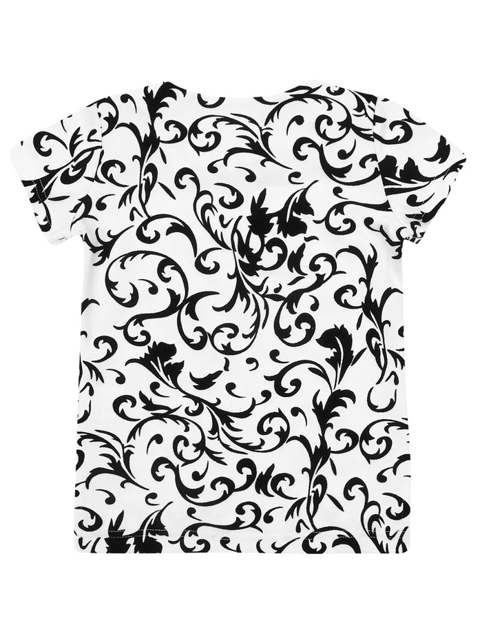 Kids Couture x Mia Belle Girls White Black Velvet Brocade Top