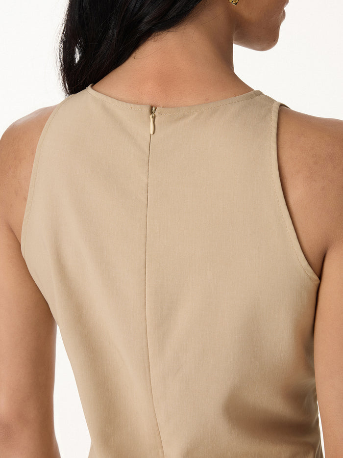 OGLmove Summer Linen Pleated Self-Tie Top