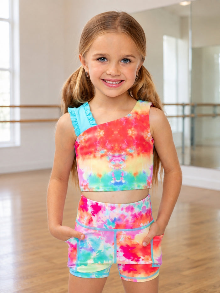 Sunburst Splash Tie-Dye Biker Short Set