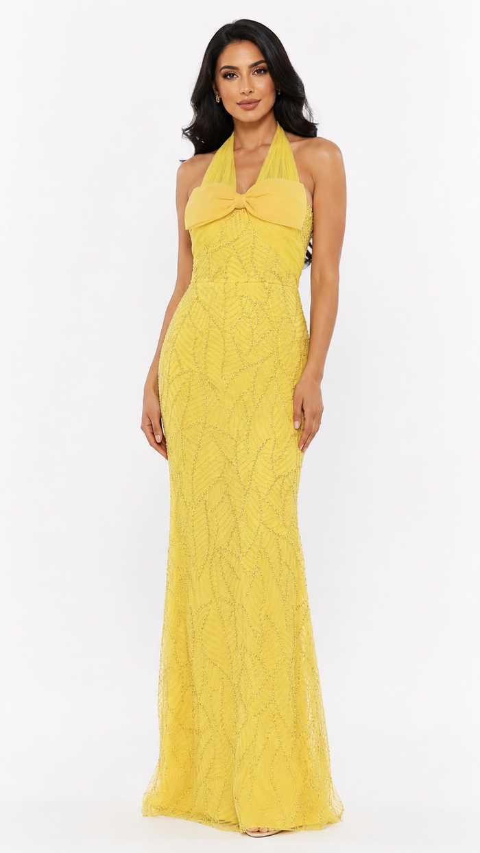 Sunlit Beaded Halter Gown - Radiance