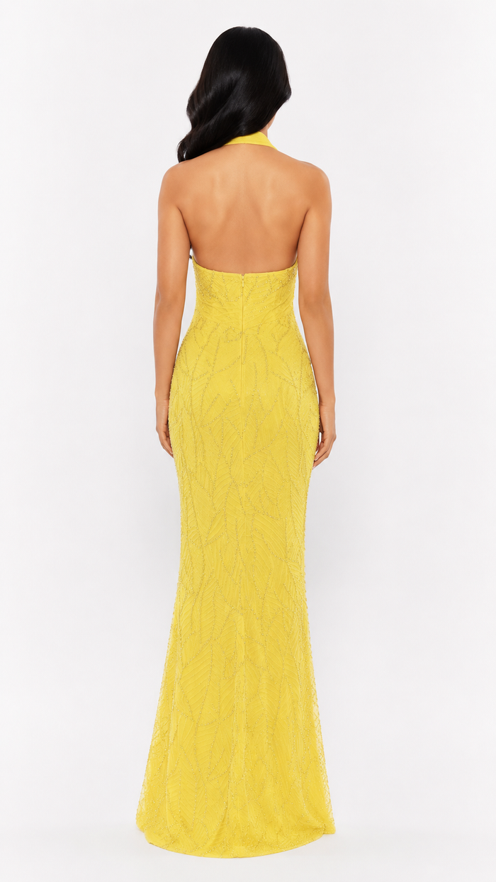 Sunlit Beaded Halter Gown - Radiance