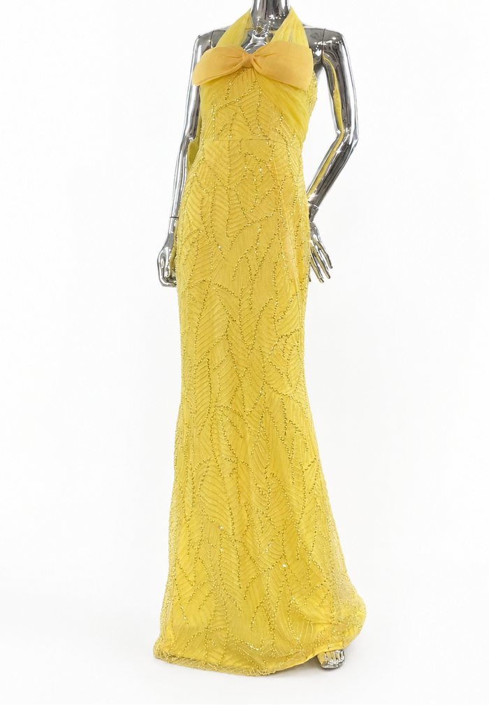 Sunlit Beaded Halter Gown - Radiance