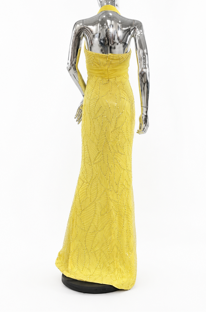 Sunlit Beaded Halter Gown - Radiance