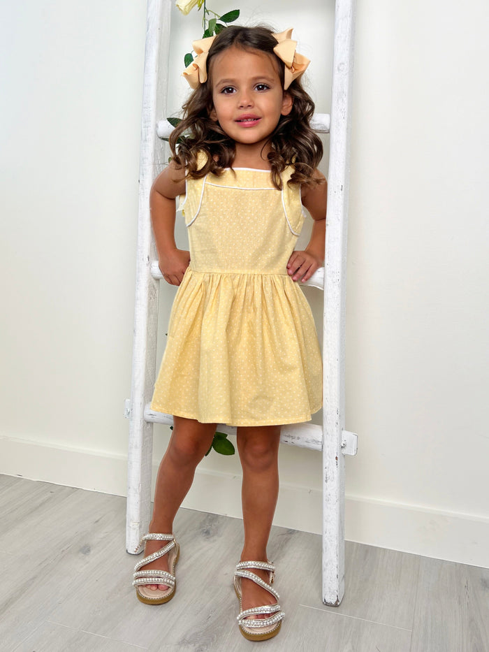 Sunny Yellow Polka Dot Mini Dress by Kids Couture Mia Belle Girls