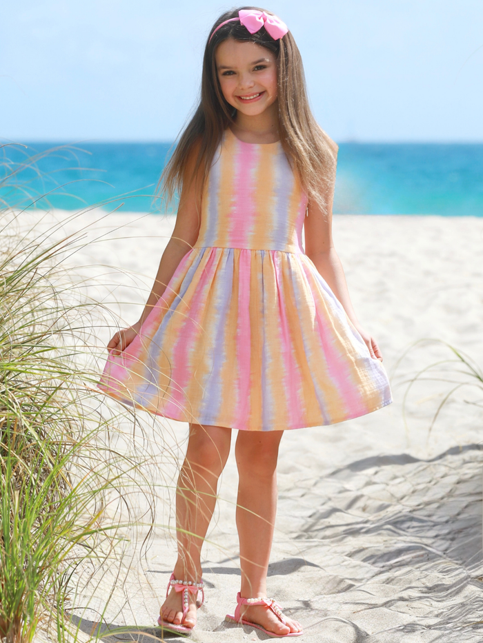 girls beach outfit pastel dress with open back detail
