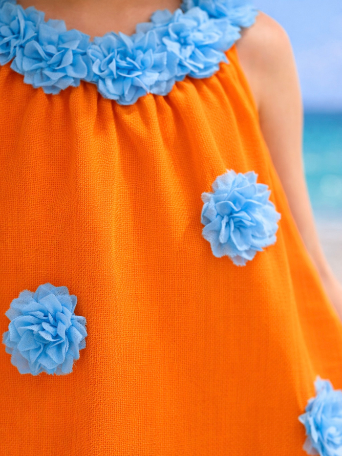 Sunset Pop Orange Floral Halter Dress Mia Belle Girls