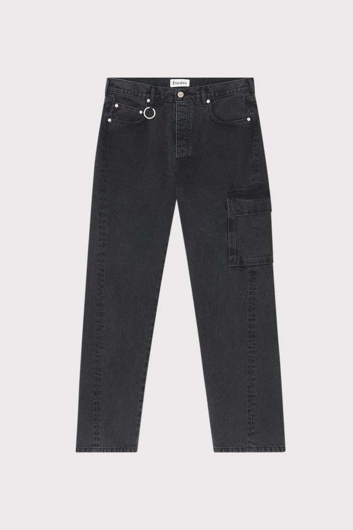 ÉTUDES SURFACE DENIM WASHED BLACK TROUSERS 1