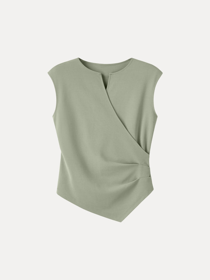 OGLmove Surplice Wide Shoulder Tucked Angled Tank Top