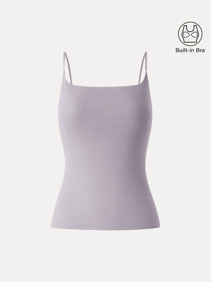 OGLmove Sweat-Wicking Square Neck Stretchy Spaghetti Bra Tank Glossy Grape XS