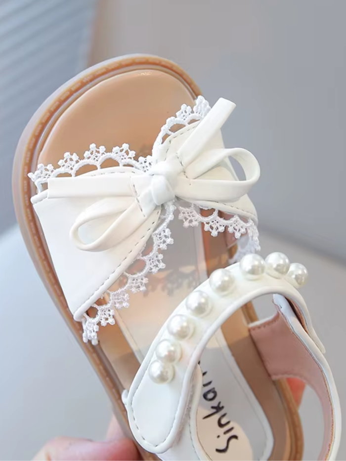 girls princess sandals lace bow pearl summer shoes